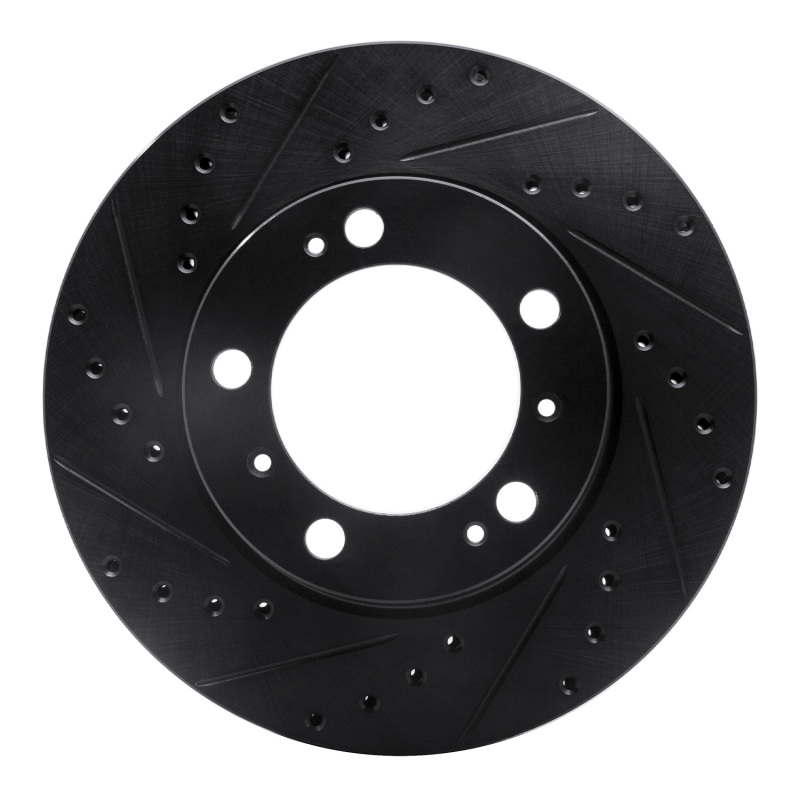 Porsche Boxster Brake Rotor (1) - Front Left - R1 Concepts - Drilled & Slotted - Black - `97-`04